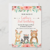 ボホウッドランド動物誕生日招待状 招待状 (正面)