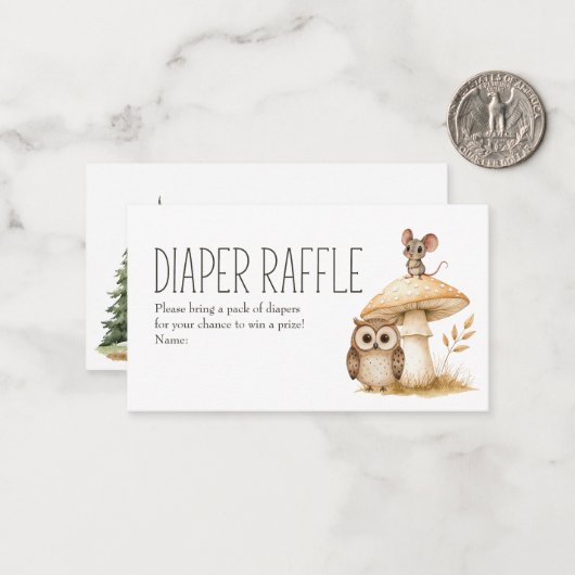 ボホウッドランド動物赤ちゃんシャワーおむつラッフル ノートカード (正面/裏面インサイチュ)