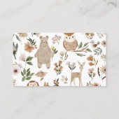 ボホウッドランド動物赤ちゃんシャワーおむつラッフル 名刺 (裏面)