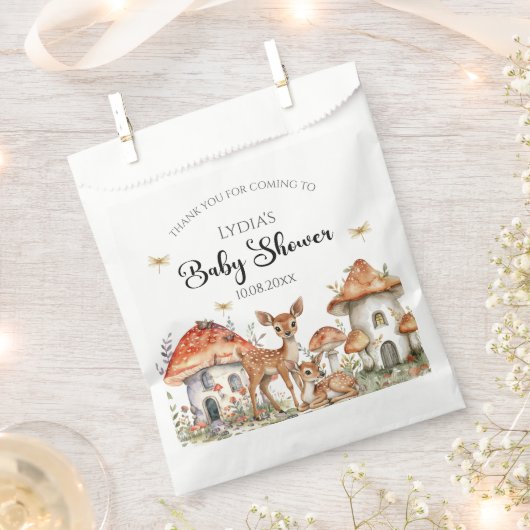 ボホウッドランド森林動物ベビーシャワー フェイバーバッグ (クリップ留めされた状態)