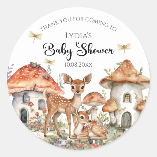 ボホウッドランド森林動物ベビーシャワー ラウンドシール (正面)