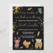 ボホウッドランド森林動物金属製の赤ちゃんシャワー 招待状 (正面)