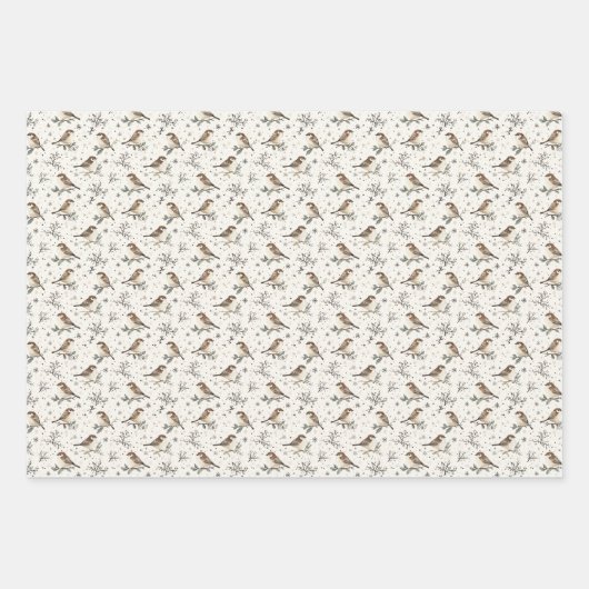 ボホウッドランド水彩色クリスマス ラッピングペーパーシート (正面)