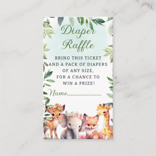 ボホウッドランド緑化動物おむつラッフルカード エンクロージャーカード (正面)