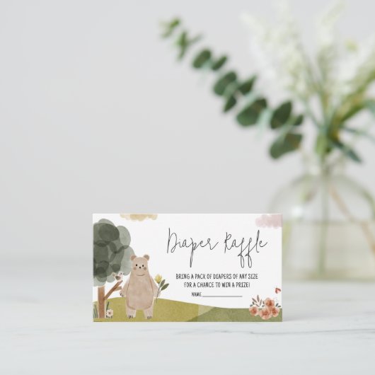 ボホウッドランド赤ちゃんシャワーおむつラッフル エンクロージャーカード (スタンド正面)