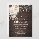ボホウッド素朴ベージュフローラブライダルシャワー 招待状 (正面)