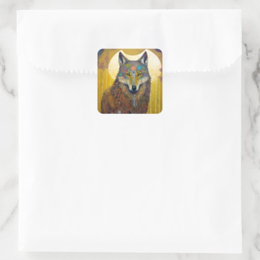 ボホウルフシュールレアル野生動物芸術 スクエアシール (バッグ)