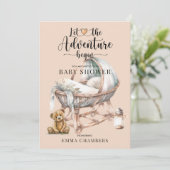ボホウ素朴ウッドクリブベビーシャワー招待状 招待状 (スタンド正面)