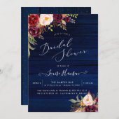 ボホウ素朴ォーターカラーマルサラピーニーズブルーウッド 招待状 (正面/裏面)