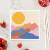 ボホエステティック抽象芸術ランドスケープマウンテンズブルー スタンダードランチョンナプキン (インサイチュ)