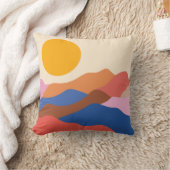 ボホエステティック抽象芸術ランドスケープマウンテンブルー クッション (ブランケット)