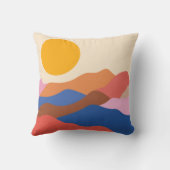 ボホエステティック抽象芸術ランドスケープマウンテンブルー クッション (裏面)