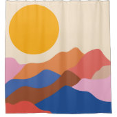 ボホエステティック抽象芸術ランドスケープマウンテンブルー   シャワーカーテン (正面)