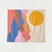 ボホエステティック抽象芸術ランドスケープマウンテンブルー   タペストリー (正面(横))