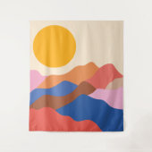 ボホエステティック抽象芸術ランドスケープマウンテンブルー   タペストリー (正面)