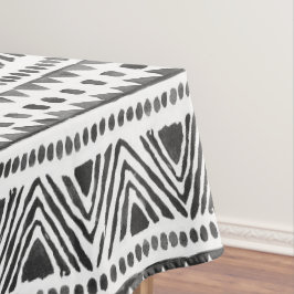 ボホエスニックのテーブルクロス – Tribal Black & White テーブルクロス