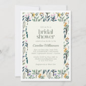 ボホエティックウォーターカラーワイルドフラワーブライダルシャワー 招待状 (正面)