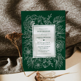 ボホエメモダンラルドフローラブーケ赤ちゃんシャワー 招待状