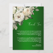 ボホエメラルドグリーンとヴィンテージホワイトローズ結婚ズ サンキューカード (正面)