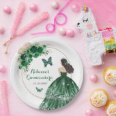 ボホエメラルドグリーンバラプリンセスキンセアニラ ペーパープレート (パーティー)