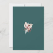 ボホエメラルドグリーンピンクフローラ結婚リース 招待状 (裏面)