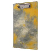 ボホエレガンス抽象芸術マスタード&グレーアート クリップボード (左)