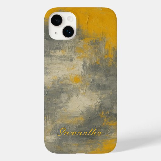 ボホエレガンス抽象芸術マスタード&グレーアート Case-Mate iPhoneケース (裏面)