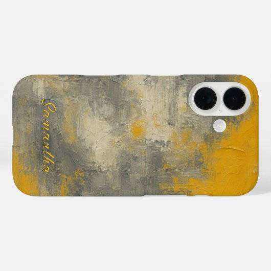 ボホエレガンス抽象芸術マスタード&グレーアート Case-Mate iPhoneケース (裏面 (横))