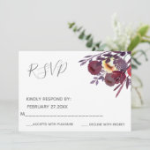 ボホエレガントな水彩花束の出欠返信 招待状 (スタンド正面)