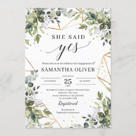 ボホエレガントの緑と金ゴールドのフレームのyes 招待状