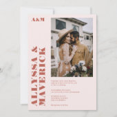 ボホエレガントはっきりしたベージュのテラコッタの写真結婚。 招待状 (正面)