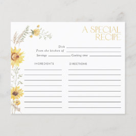 ボホエレガントひまわりブライダルシャワーレシピカード
