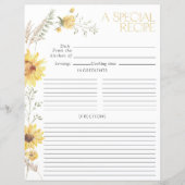 ボホエレガントひまわりブライダルシャワーレシピページ (正面)