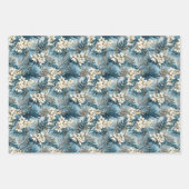 ボホエレガントほこりっぽい青とアイボリーの冬の花 ラッピングペーパーシート (正面2)