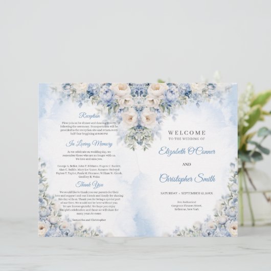 ボホエレガントほこりっぽい青とアイボリーの花式 (スタンド正面)