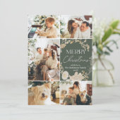 ボホエレガントアイボリーフローラリース写真クリスマス シーズンカード (スタンド正面)