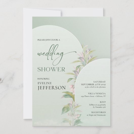ボホエレガントアーチグリーン葉赤面フローラSHOWE 招待状 (正面)