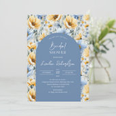 ボホエレガントアーチライトブルー&イエローワイルドフラワー 招待状 (スタンド正面)