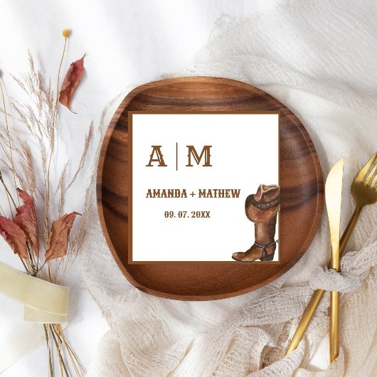 ボホエレガントウエスタンカウボーイ結婚の感謝 スタンダードカクテルナプキン