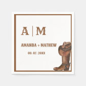 ボホエレガントウエスタンカウボーイ結婚の感謝 スタンダードカクテルナプキン (正面)