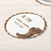 ボホエレガントウエスタンカウボーイ結婚の感謝 ペーパーコースター (アングル)