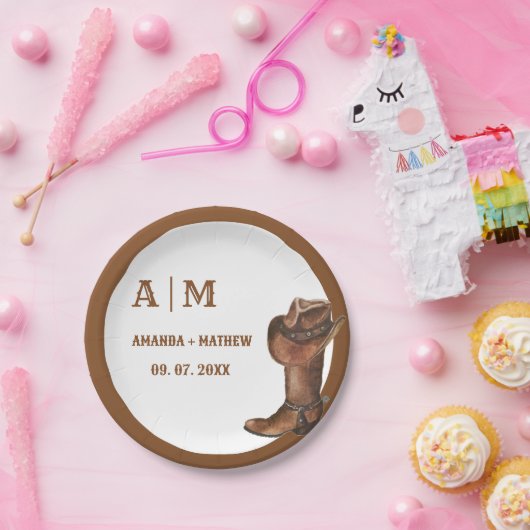 ボホエレガントウエスタンカウボーイ結婚の感謝 ペーパープレート (パーティー)