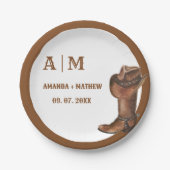 ボホエレガントウエスタンカウボーイ結婚の感謝 ペーパープレート (正面)