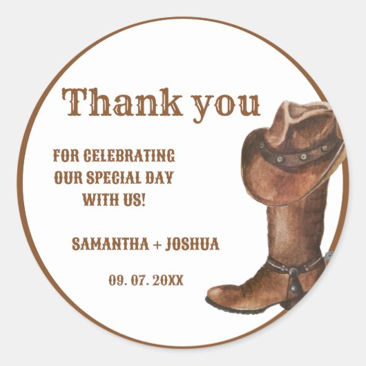 ボホエレガントウエスタンカウボーイ結婚の感謝 ラウンドシール (正面)