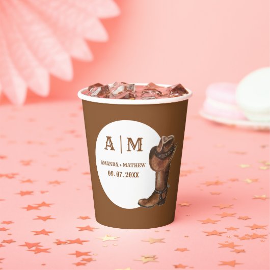 ボホエレガントウエスタンカウボーイ結婚の感謝 紙コップ (インサイチュ)