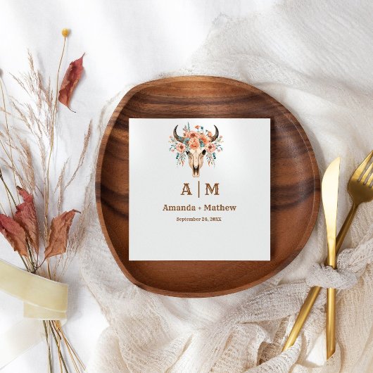 ボホエレガントウエスタンカウボーイ結婚ズ スタンダードカクテルナプキン