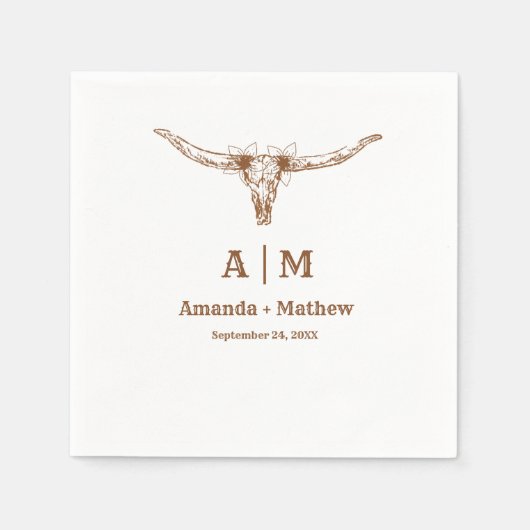 ボホエレガントウエスタンカウボーイ結婚ズ スタンダードカクテルナプキン (正面)