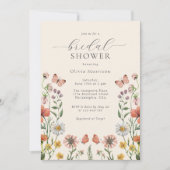 ボホエレガントウォーターカラーワイルドフラワーブライダルシャワー 招待状 (正面)