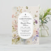 ボホエレガントウォーターカラーワイルドフラワー《キリスト教》洗礼式や命名式 招待状 (スタンド正面)