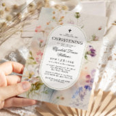 ボホエレガントウォーターカラーワイルドフラワー《キリスト教》洗礼式や命名式 招待状